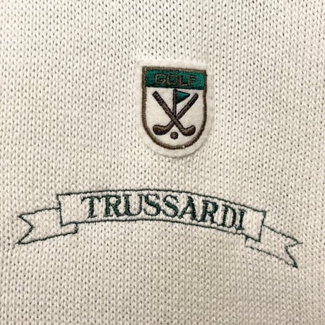 TRUSSARDI GOLF コットンニットカーディガン ホワイト Mサイズ