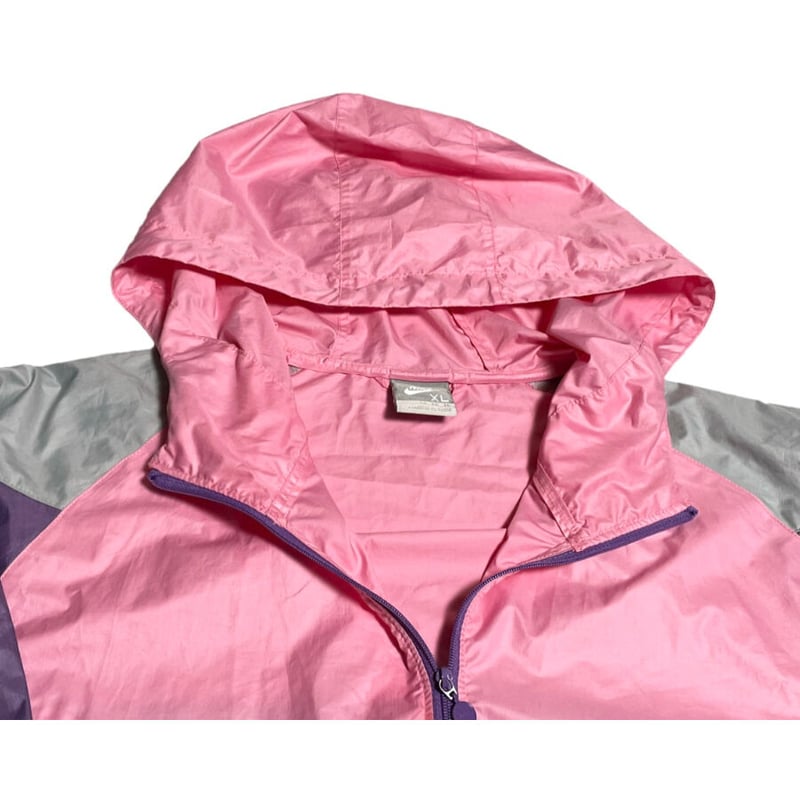 NIKE フルジップナイロンパーカー ピンク×パープル XLサイズ