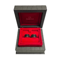 専用BOX付き OMEGA カフリンクス ブラック×シルバー