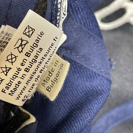MAISON KITSUNÉ Parisien レザーアジャスターキャップ ネイビー Fサイズ