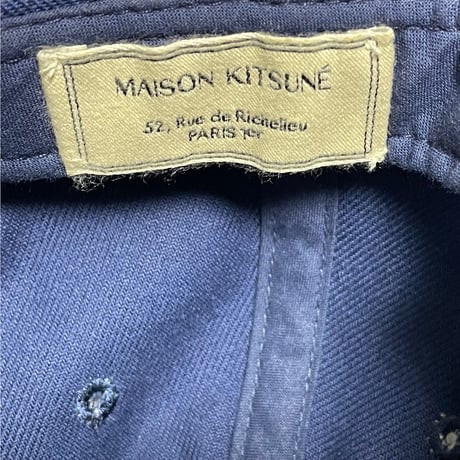 MAISON KITSUNÉ Parisien レザーアジャスターキャップ ネイビー Fサイズ