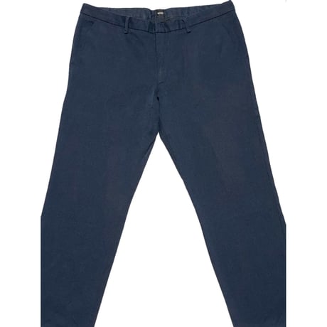 MADE IN ITALY製TESSUTI DI SONDRIO生地使用 HUGO BOSS コットンスラックス ネイビー 52サイズ