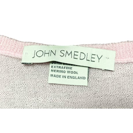 ▲訳あり商品▲ MADE IN ENGLAND製 JOHN SMEDLEY メリノウールVネックセーター ベビーピンク Sサイズ