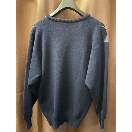MADE IN SCOTLAND製 Pringle SPORTS Vネックアーガイル柄セーター ネイビー XSサイズ