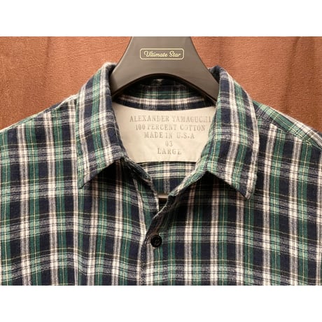 【ESTNATION取り扱い】MADE IN USA製 ALEXANDER YAMAGUCHI 長袖チェックシャツ グリーン Lサイズ
