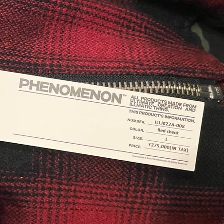 ☆タグ付き新古品☆ 激レア 定価27.5万 MADE IN JAPAN製 PHENOMENON 2022年復刻モデル カウレザーコンビハイブリッドミックスライダースジャケット レッドチェック Lサイズ