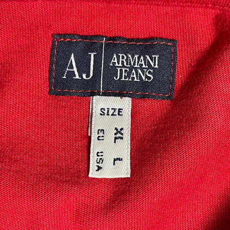 ARMANI JEANS 長袖プリントTシャツ レッド XLサイズ