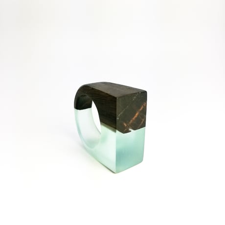 ★新品★ HANDMADE IN ITALY製 SIMONE FRABBONI 古代木平型リング ウッド×クリア