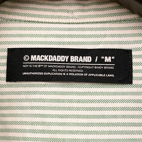 MADE IN JAPAN製 MACKDADDY ヒッコリーストライプ柄長袖ボタンダウンオックスフォードシャツ グリーン Mサイズ
