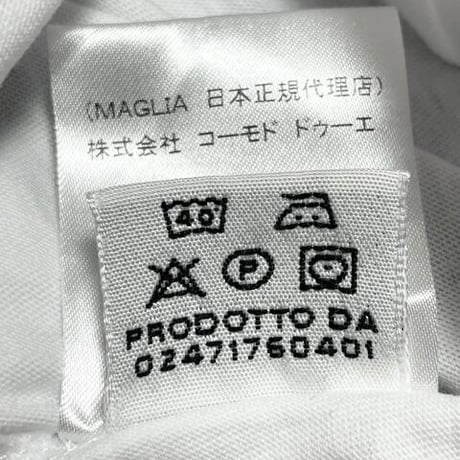 MADE IN ITALY製 MAGLIA「MAGLIA DELLA NAZIONALE」ロゴプリント VネックTシャツ ホワイト Mサイズ