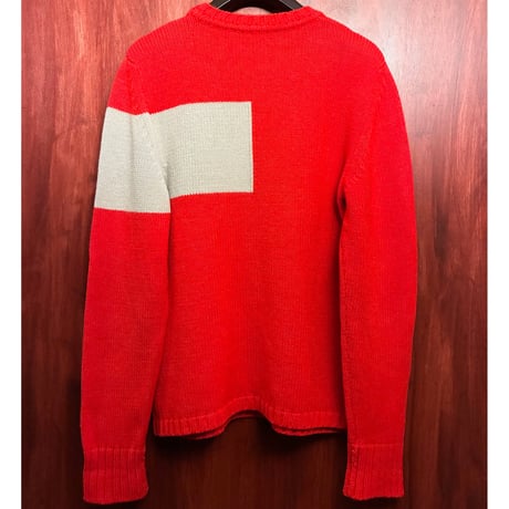 MADE IN ITALY製 ALESSANDRO DELL'ACQUA アルパカ混 クルーネックセーター レッド 46サイズ