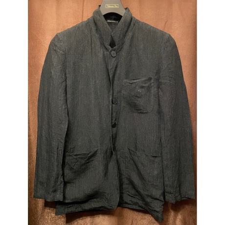 MADE IN FRANCE製 agnès b. リネンテーラードジャケット チャコールグレー 44サイズ