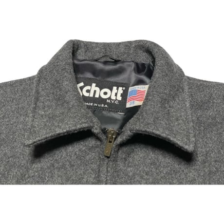 MADE IN USA製 SCHOTT ウール襟付きシングルライダースジャケット チャコールグレー 38サイズ