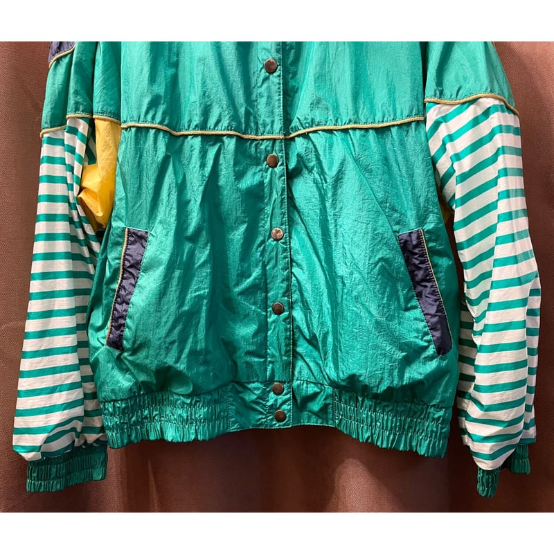 LONDON FOG ボーダー切り替えナイロンジャケット グリーン M LONDON FOG ボーダー切り替えナイロンジャケット グリーン M