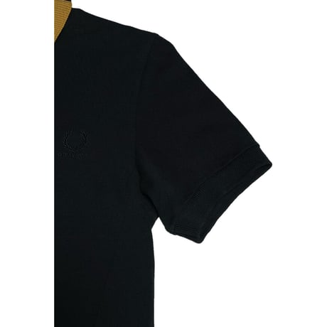 FRED PERRY × RAF SIMONS Wネーム半袖鹿の子ポロシャツ ブラック 36サイズ