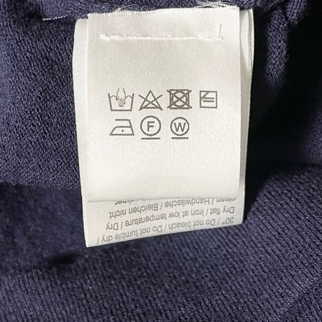 MADE IN ITALY製 ANDREA FENZI ハイネックコットンウールセーター ネイビー 48サイズ