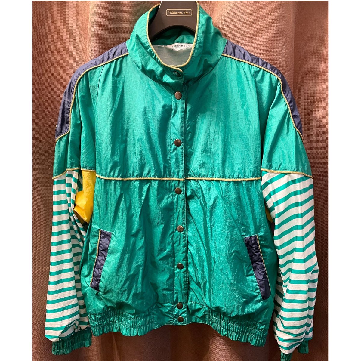 LONDON FOG ボーダー切り替えナイロンジャケット グリーン M LONDON FOG ボーダー切り替えナイロンジャケット グリーン M