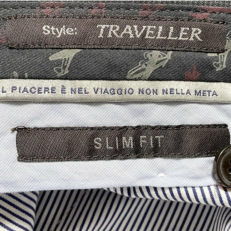 PT01 TRAVELLER Slim Fit 千鳥格子スラックス チャコールグレー