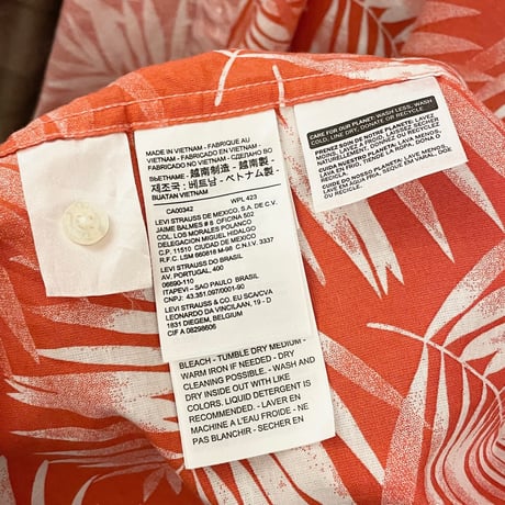 Levi's コットンリネンアロハシャツ レッド Mサイズ