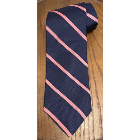 MADE IN USA製 BROOKS BROTHERS 346 レジメンタル柄ストライプネクタイ ネイビー×ピンク
