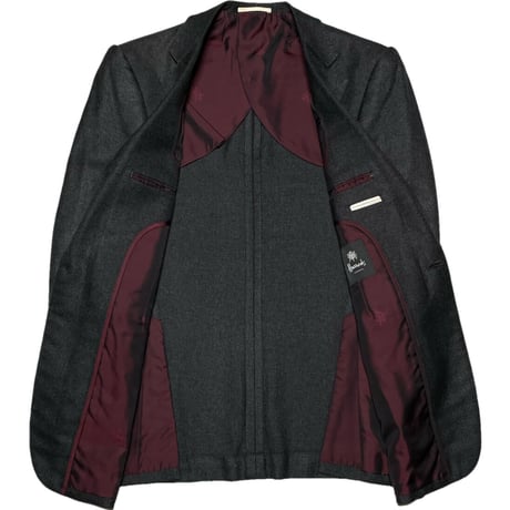 MADE IN JAPAN製 Harrods LONDON シルクテーラードジャケット チャコールグレー 38/3サイズ