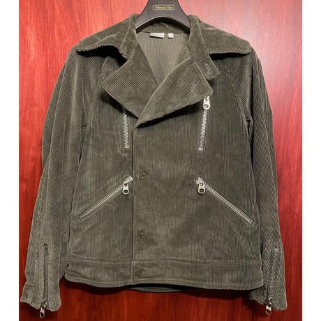 MADE IN GERMANY製 KEMPEL コーデュロイライダースジャケット オリーブ 46サイズ