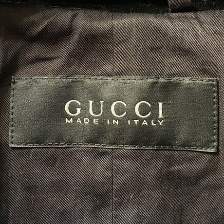 MADE IN ITALY製 GUCCI ベルベットPコート ブラック 48サイズ