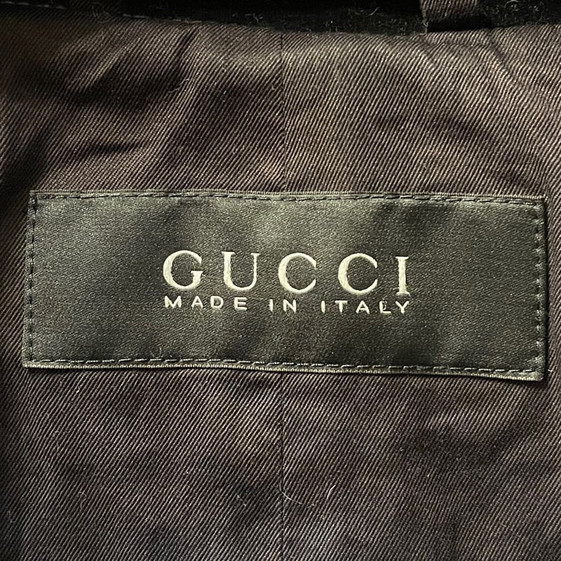 MADE IN ITALY製 GUCCI ベルベットPコート ブラック 48サイズ | Ult...