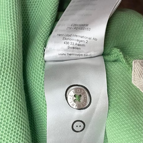 MADE IN PORTUGAL製 HENRI LLOYD × Nigel Cabourn 限定コレクション 半袖鹿の子ポロシャツ ライトグリーン Mサイズ