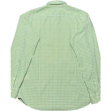 GREEN LABEL RELAXING SOMELOS生地 長袖チェックシャツ ライトグリーン×イエロー Lサイズ