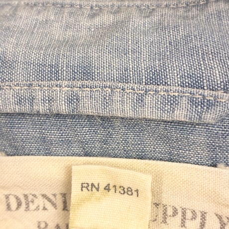 DENIM & SUPPLY RALPH LAUREN 星条旗 バック刺繍入り 長袖ダンガリーシャツ ライトインディゴ Sサイズ