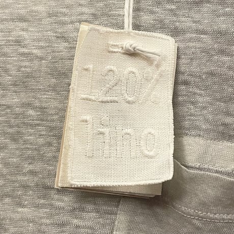 ☆タグ付き新古品☆ MADE IN ITALY製 120% lino ポケット付き半袖リネンTシャツ パールグレー Mサイズ