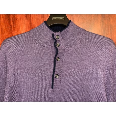 Brooks Brothers イタリアンメリノウール ヘンリーネックセーター パープル Sサイズ