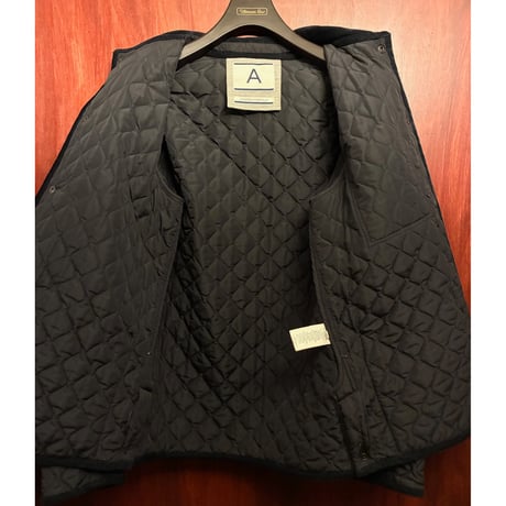 MADE IN ITALY製 ANDREA POMPILIO レザーコンビ 中綿キルティングジャケット ブラック×ブラウン 46サイズ