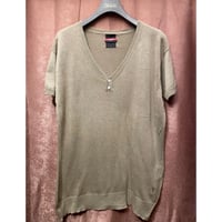 SWAGGER ヘンリーVネックニットTシャツ ブラウン Lサイズ