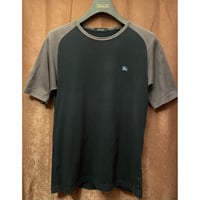 MADE IN JAPAN製 BURBERRY BLACK LABEL 半袖ラグランTシャツ ブラック×グレー 2サイズ
