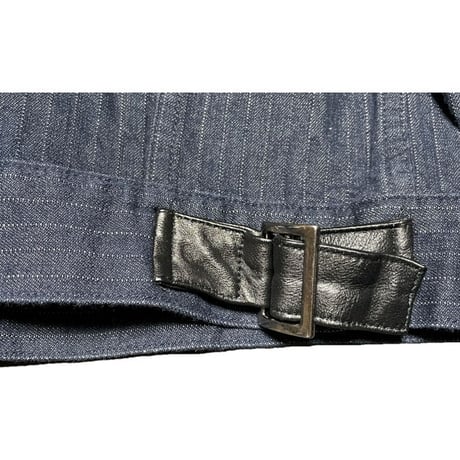 MADE IN ITALY製 HUGO BOSS ストライプ柄デニムジャケット インディゴ 46サイズ