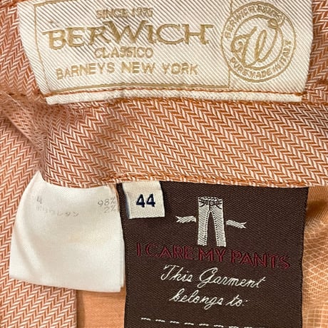【BARNEYS NEWYORK取り扱い】MADE IN ITALY製 BERWICH コットンスラックス オレンジ 44サイズ
