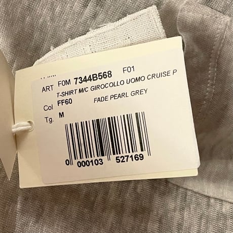 ☆タグ付き新古品☆ MADE IN ITALY製 120% lino ポケット付き半袖リネンTシャツ パールグレー Mサイズ