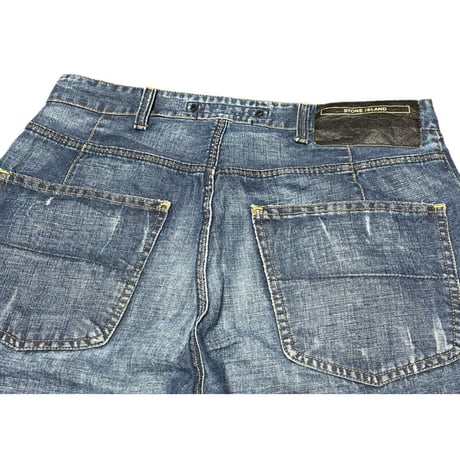 MADE IN ITALY製 STONE ISLAND コットンリネンデニムパンツ インディゴ W30サイズ