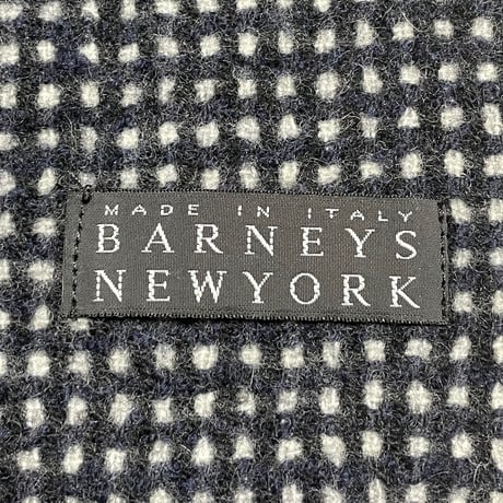 MADE IN ITALY製 BARNEYS NEWYORK ヴァージンウールコットンマフラー ネイビー×グレー