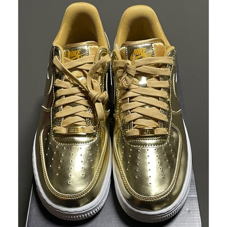 箱、黒タグ付き NIKE AIR FORCE 1 WMNS スニーカー メタリックゴールド WMNS9.5/MEN8/26cm