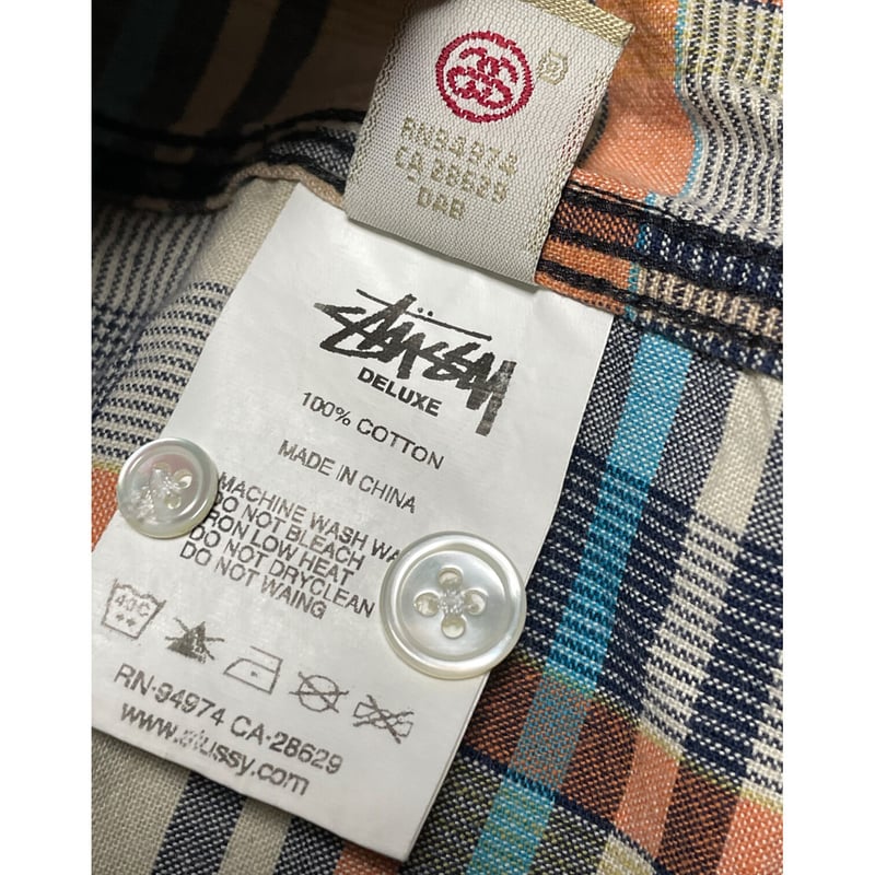 STUSSY DELUXE HAND TAILORED 長袖チェックシャツ マルチカラー Mサ