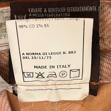 【BARNEYS NEWYORK取り扱い】MADE IN ITALY製 BERWICH コットンスラックス オレンジ 44サイズ