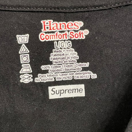 Supreme × Hanes BandanaTagless Tee 総柄クルーネックコットンTシャツ ブラック Lサイズ