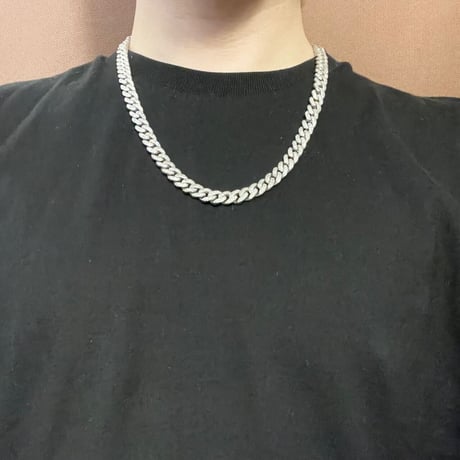 箱付き シルバー925製 VANITY ジルコニアマイアミキューバンネックレス シルバー 幅9mm×58cm