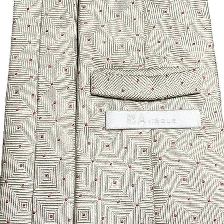 ▲訳あり商品▲ MADE IN ITALY製 +A VIA BUS ドット柄シルクネクタイ シャンパンシルバー