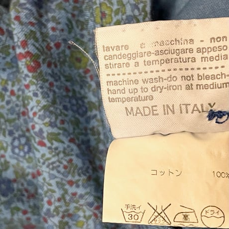 【三越伊勢丹 取り扱い】MADE IN ITALY製 Bevilacqua 花柄半袖ニットポロシャツ ブルー Mサイズ