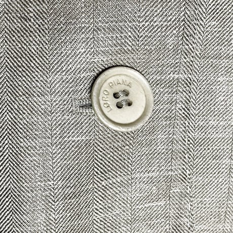 MADE IN ITALY製 Loro Piana ウールシルクリネン混シャドーヘリンボーン柄ジャケット ベージュ 48サイズ