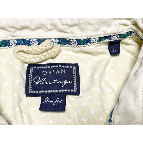 MADE IN ITALY製 ORIAN Vintage Slim Fit 半袖鹿の子ポロシャツ イエロー Lサイズ